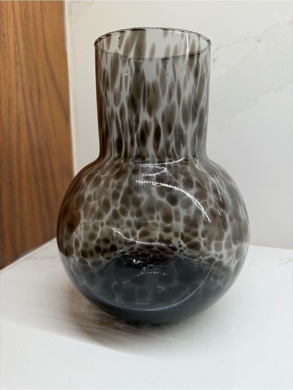 Pigeon & Poodle Black Leopard Hand Blown Glass Vase Lausanne